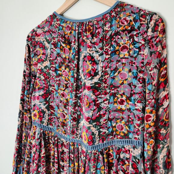 Anthropologie Abia Velvet Peasant Renaissance Festival Burnout Mini Dress - Picture 10 of 13